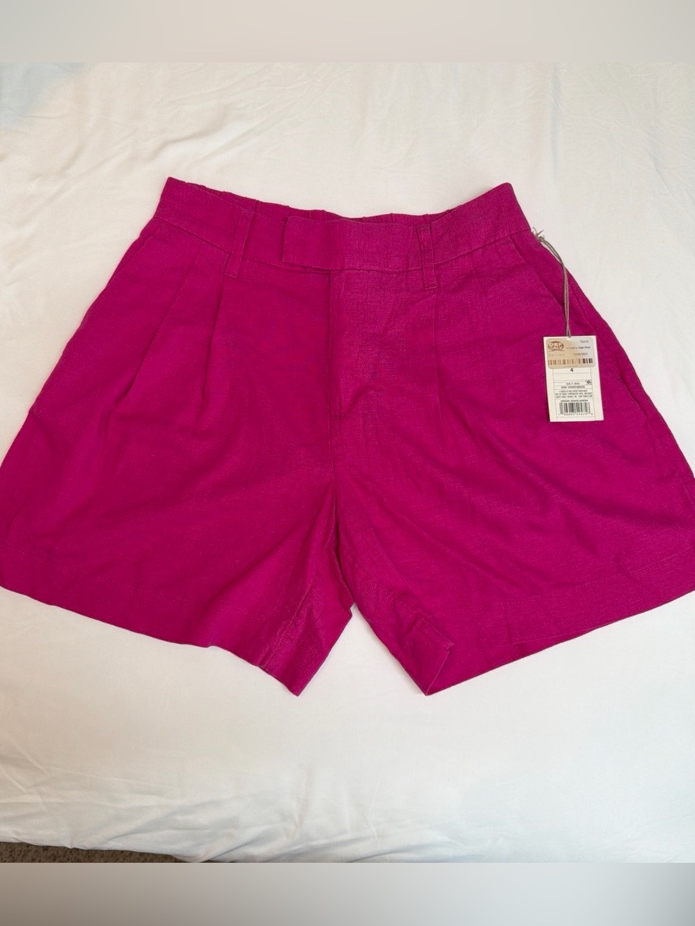 A New Day Linen blend Hot Pink High-Waist Pleated Shorts